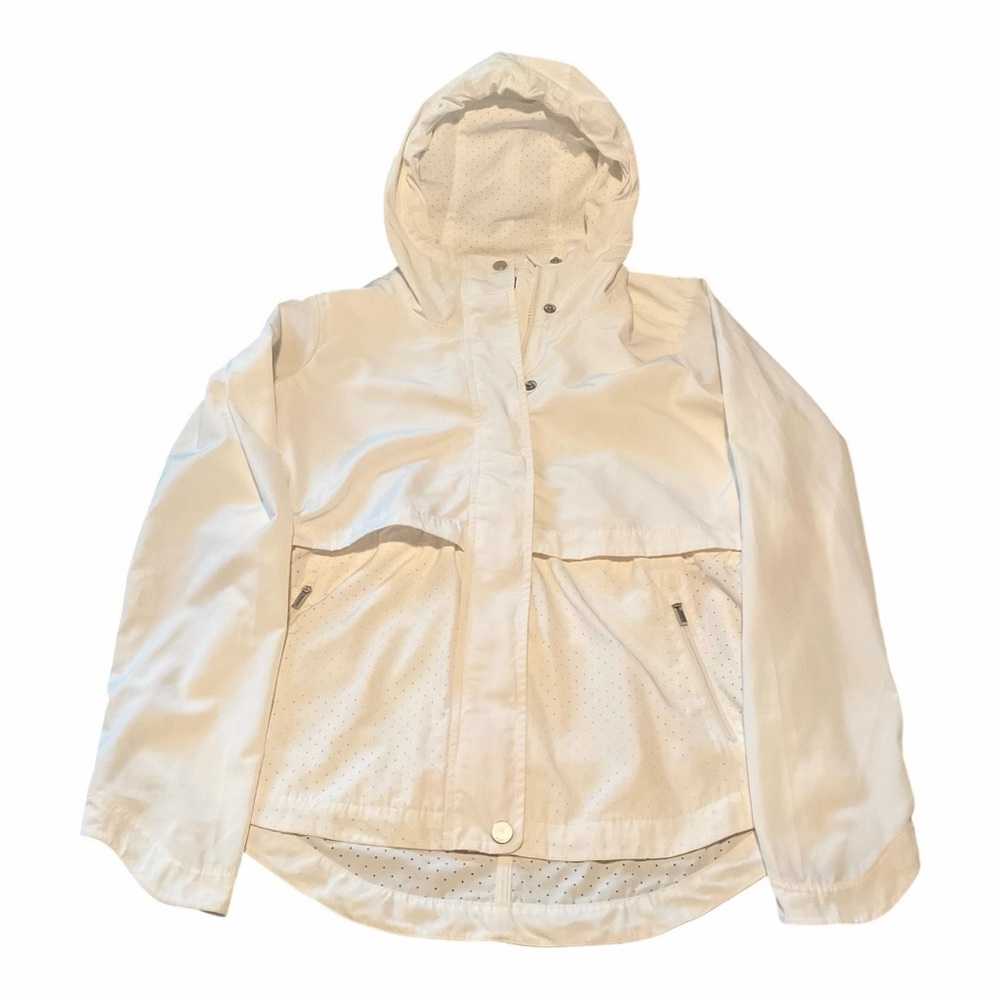 Athleta White Hooded Lightweight Jacket‎ Perforated Panels Size Small